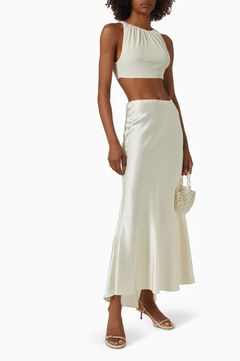 Clarice Midi Skirt in Satin