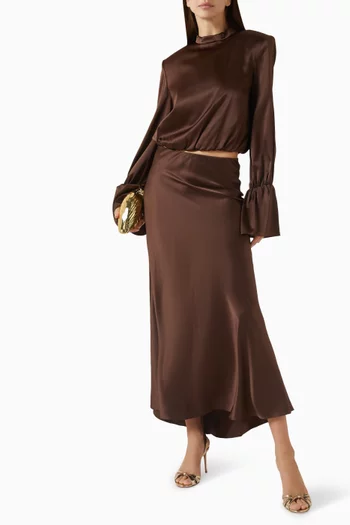 Clarice Midi Skirt in Satin