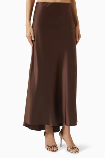 Clarice Midi Skirt in Satin