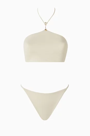 Skylar Pearl-embellished Bikini Set