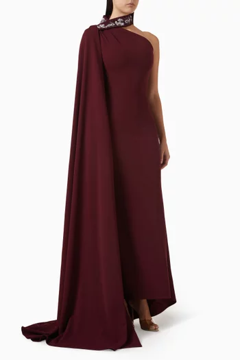 فستان سهرة بكاب وتطريزات بالترتر