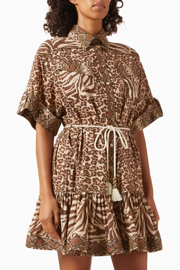 Wanderlust Lantern Mini Dress in Cotton