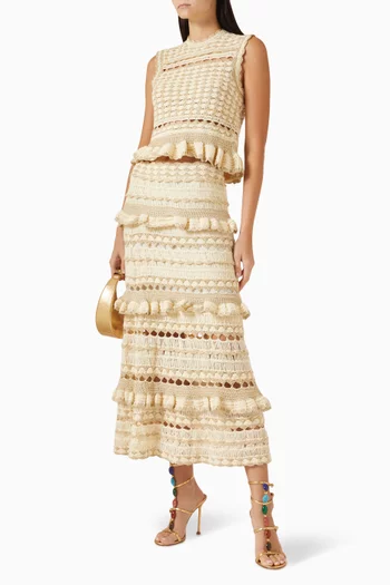 بلوزة واندرلست بلا أكمام كروشيه ومزيج فيسكوز