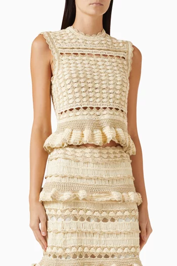 بلوزة واندرلست بلا أكمام كروشيه ومزيج فيسكوز