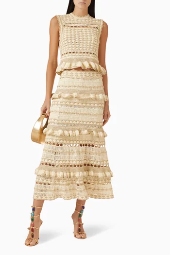 تنورة واندرلست متوسطة الطول كروشيه