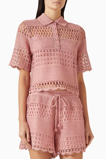 Wanderlust Sun Crochet Shirt in Cotton Blend