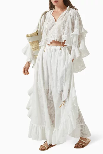 Daylight Ruffle Blouse in Cotton Blend