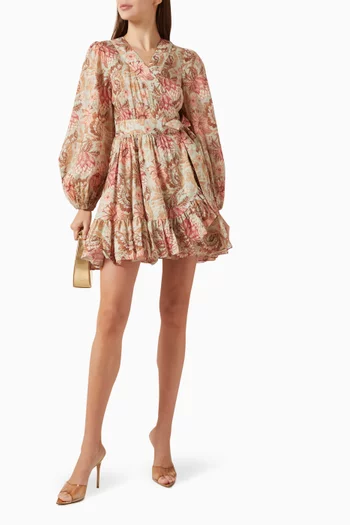 Daylight Mini Wrap Frill Dress in Cotton