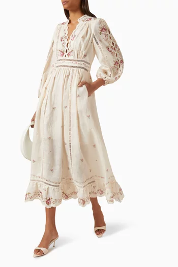 Patience Plunge Dress in Linen