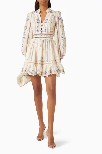 Patience Plunge Mini Dress in Linen