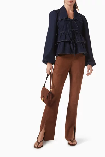 Yascelina Top in Cotton-blend Denim