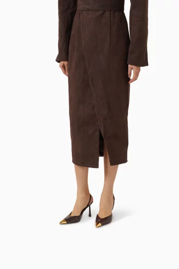 حذاء كلاسيك سافانا بسير خلفي وكعب 100 مم جلد نباتي