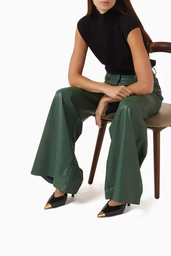 حذاء كلاسيك سافانا بسير خلفي وكعب 100 مم جلد نباتي