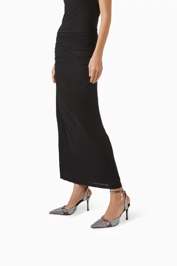 حذاء كلاسيك هايدي مرصع بكريستال وكعب 85 مم جلد نباتي