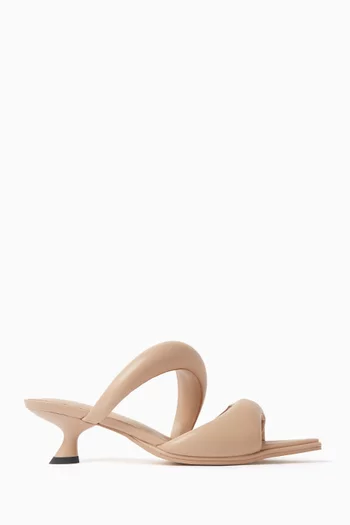 حذاء سارا مفتوح من الخلف بكعب 50 مم جلد نباتي