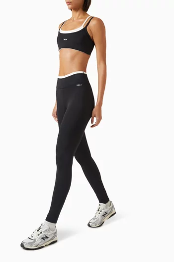 لغينغز بحزام خصر مزدوج قماش سكينلوكس