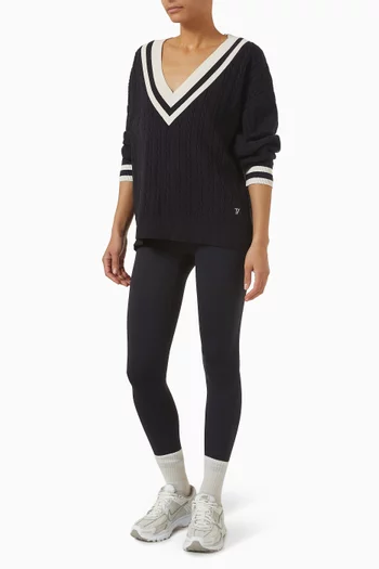 Oversized V-neck Cricket Sweater in Knit