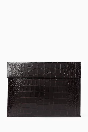 Document Holder in Croc-embossed Leather