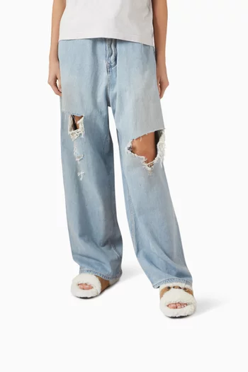 حذاء مفتوح فري صوف وشمواه جلد عجل