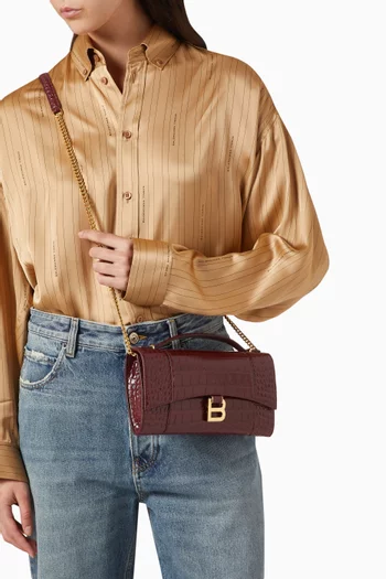 Hourglass Pochette in Croc-embossed Calfskin