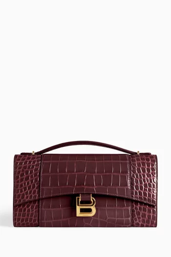 Hourglass Pochette in Croc-embossed Calfskin