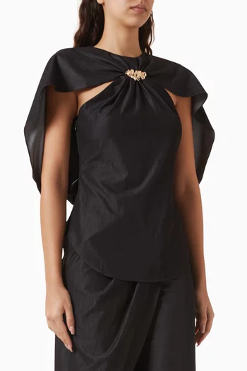 بلوزة جورجيا بكاب دينم حرير