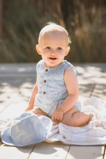 Surf's Up Linework Romper in Cotton