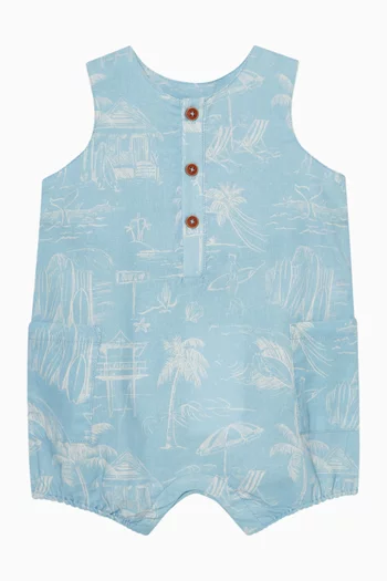 Surf's Up Linework Romper in Cotton