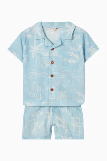 شورت قطن مستوحى من ركوب الأمواج