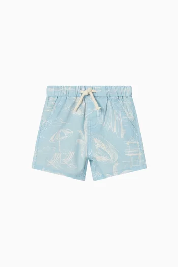 شورت قطن مستوحى من ركوب الأمواج