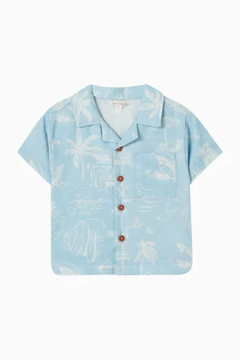 Surf's Up Linework Shirt in Cotton-linen