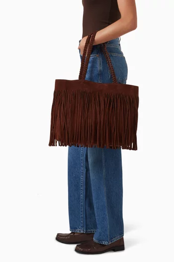 Luna Fringe Tote Bag in Suede