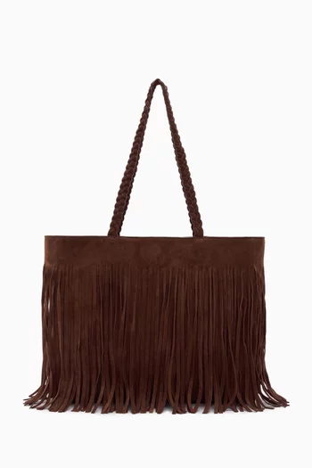 Luna Fringe Tote Bag in Suede