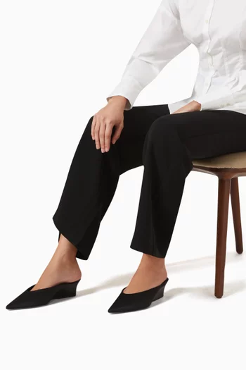 حذاء مارلين مفتوح من الخلف بكعب ويدج 50 مم ستان