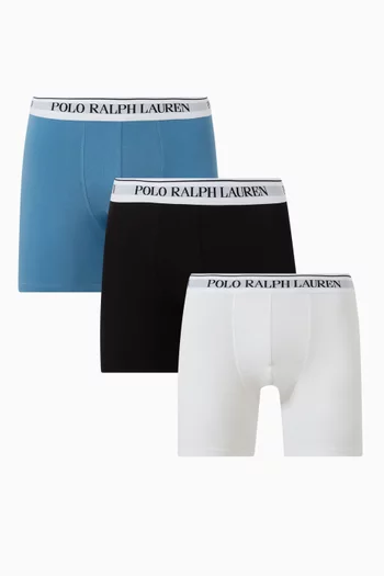 طقم بوكسر بشعار الماركة قطن مطاطي، 3 قطع