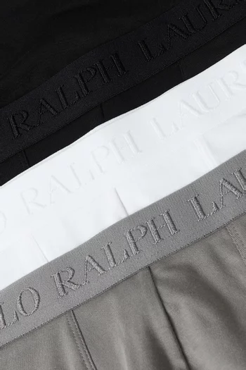 طقم بوكسر بشعار الماركة قطن مطاطي، 3 قطع