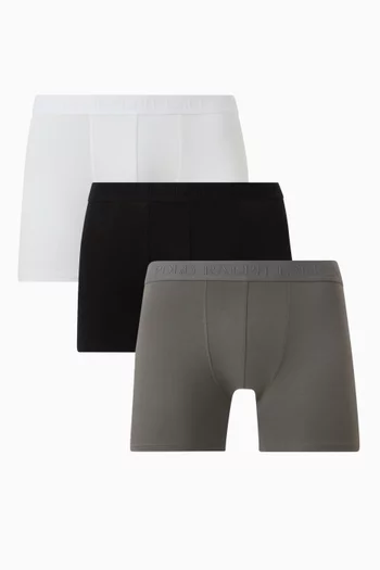 طقم بوكسر بشعار الماركة قطن مطاطي، 3 قطع