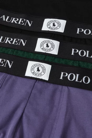 طقم بوكسر بشعار الماركة قطن مطاطي، 3 قطع