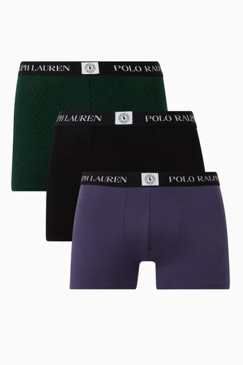 طقم بوكسر بشعار الماركة قطن مطاطي، 3 قطع