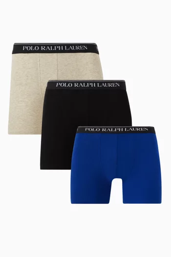 طقم بوكسر بشعار الماركة قطن مطاطي، 3 قطع