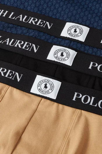 طقم بوكسر بشعار الماركة قطن مطاطي، 3 قطع