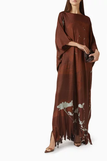Fringe Kaftan in Jacquard-knit