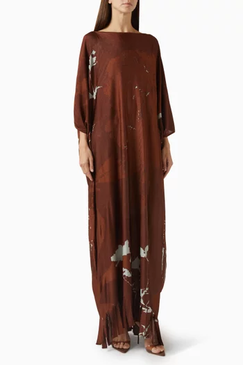 Fringe Kaftan in Jacquard-knit