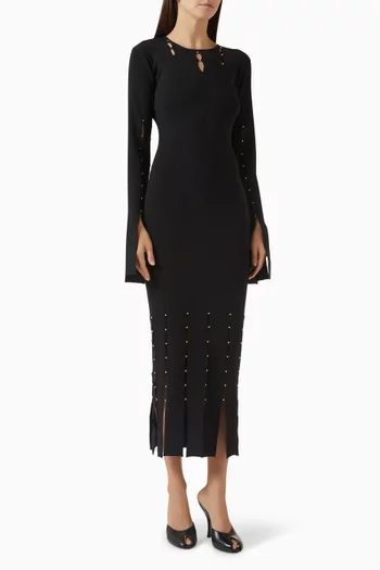 Embellished Dress in Rib-knit