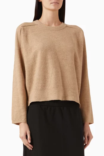 سترة بفتحة رقبة مستديرة صوف بارز الملمس