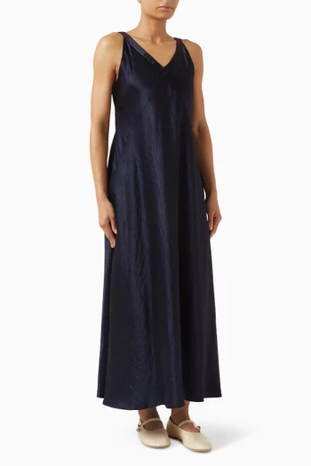 V-neck Maxi Dress in Textured Satin
