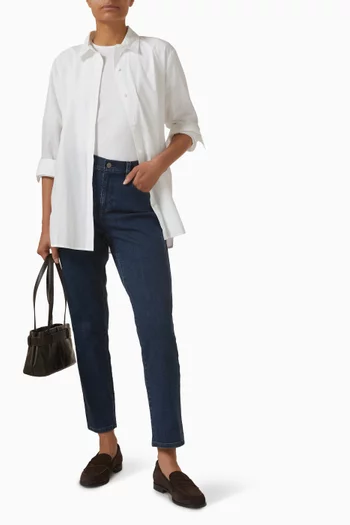 بنطال جينز بقصة ساق ضيقة دينم قطني مطاطي