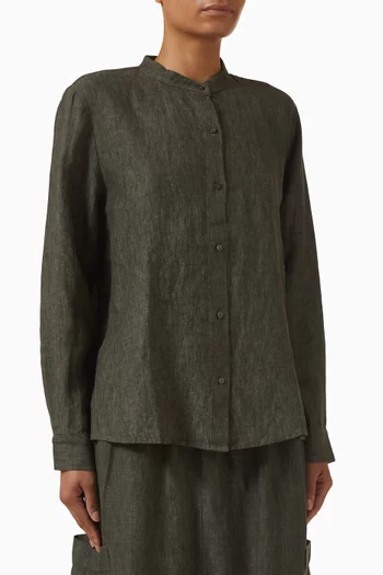 Mandarin Collar Shirt in Linen