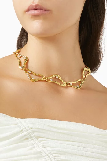 Celestial Whispers Necklace in 24kt Gold-plated Metal