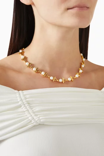 Lady Pearl Necklace in 24kt Gold-plated Metal